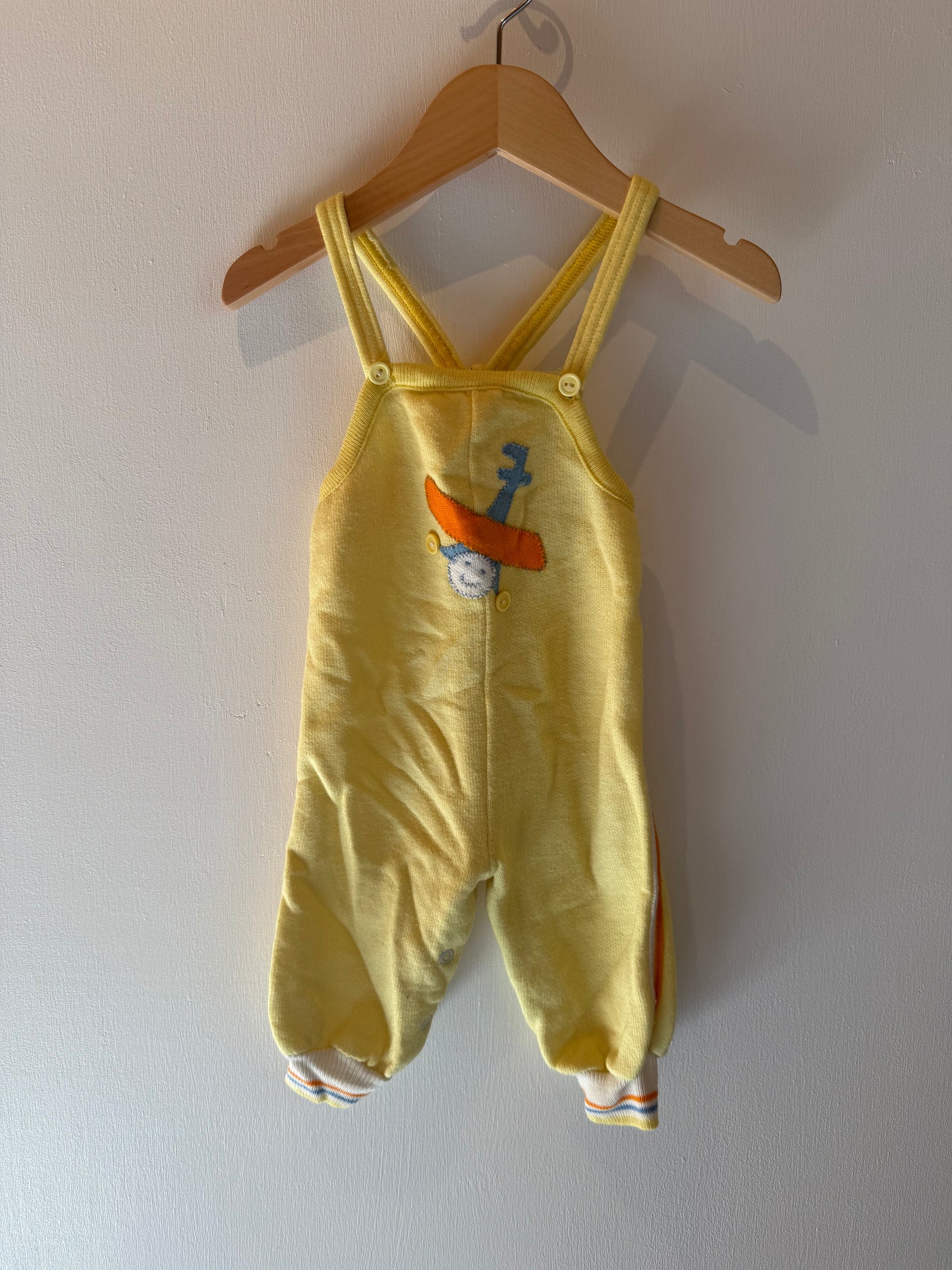 VINTAGE YELLOW AIRPLANE ROMPER 0-3M