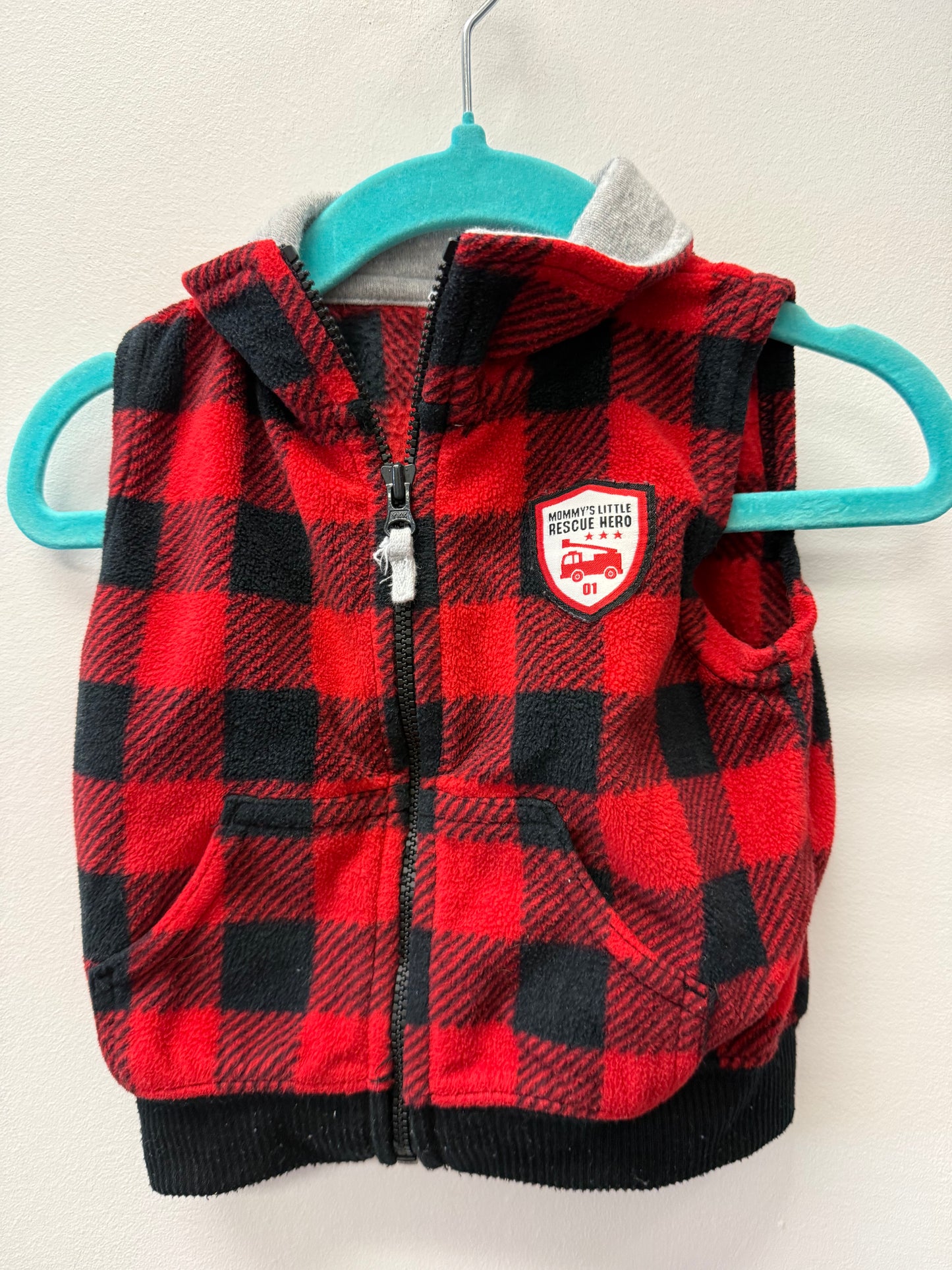 CARTERS FLEECE PLAID VEST SIZE 9M