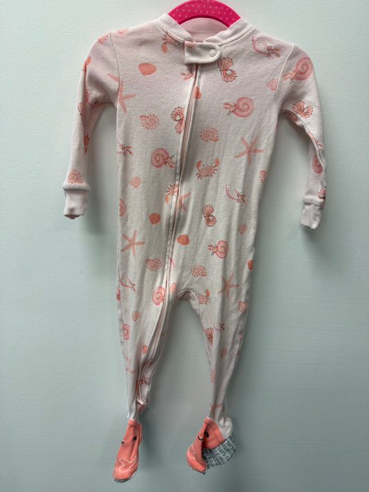 CARTERS PINK SEASHELL SLEEPER SIZE 12M