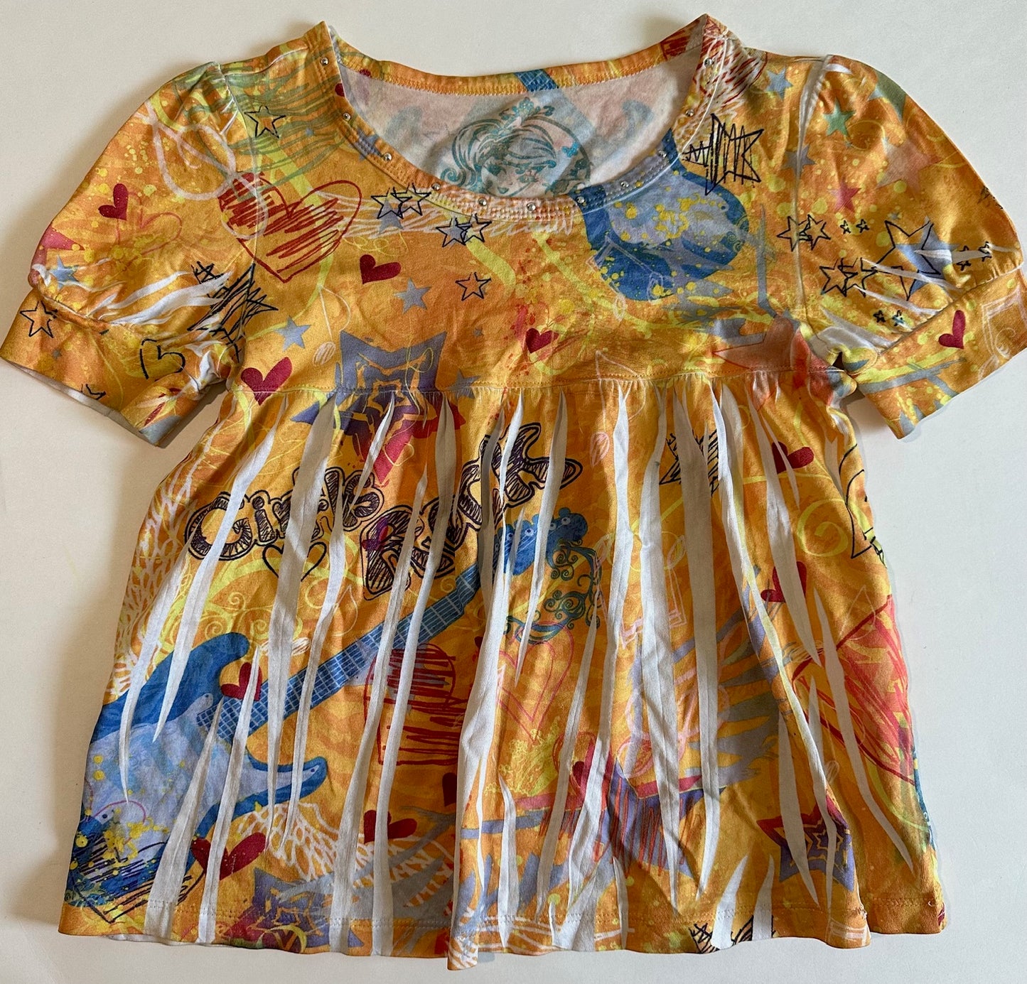 Children's Place, Orange "Girls Rock" Top - Size Medium (7/8)