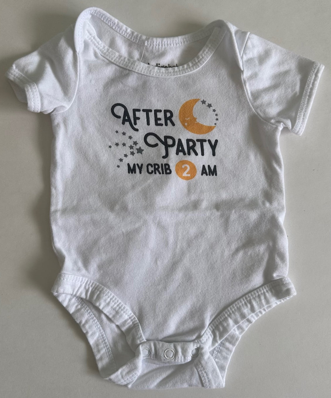 Indigo Baby, "After Party My Crib 2 AM" Onesie - 0-3 Months