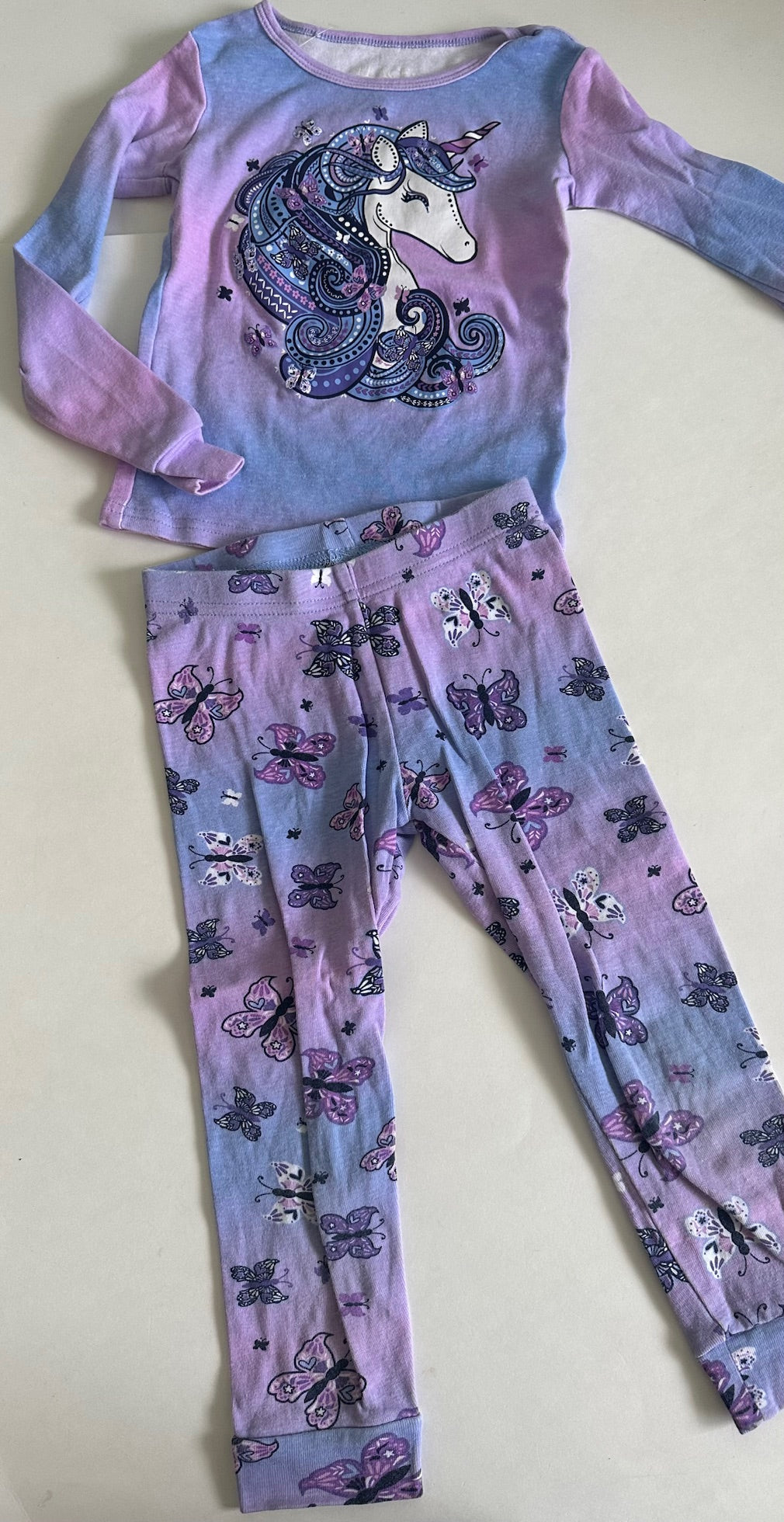 Children's Place, Two-Piece Purple Unicorn and Butterflies Pyjamas - Size 4