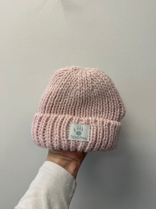 BEAR PAW PINK KNIT TOQUE SIZE 6-12M