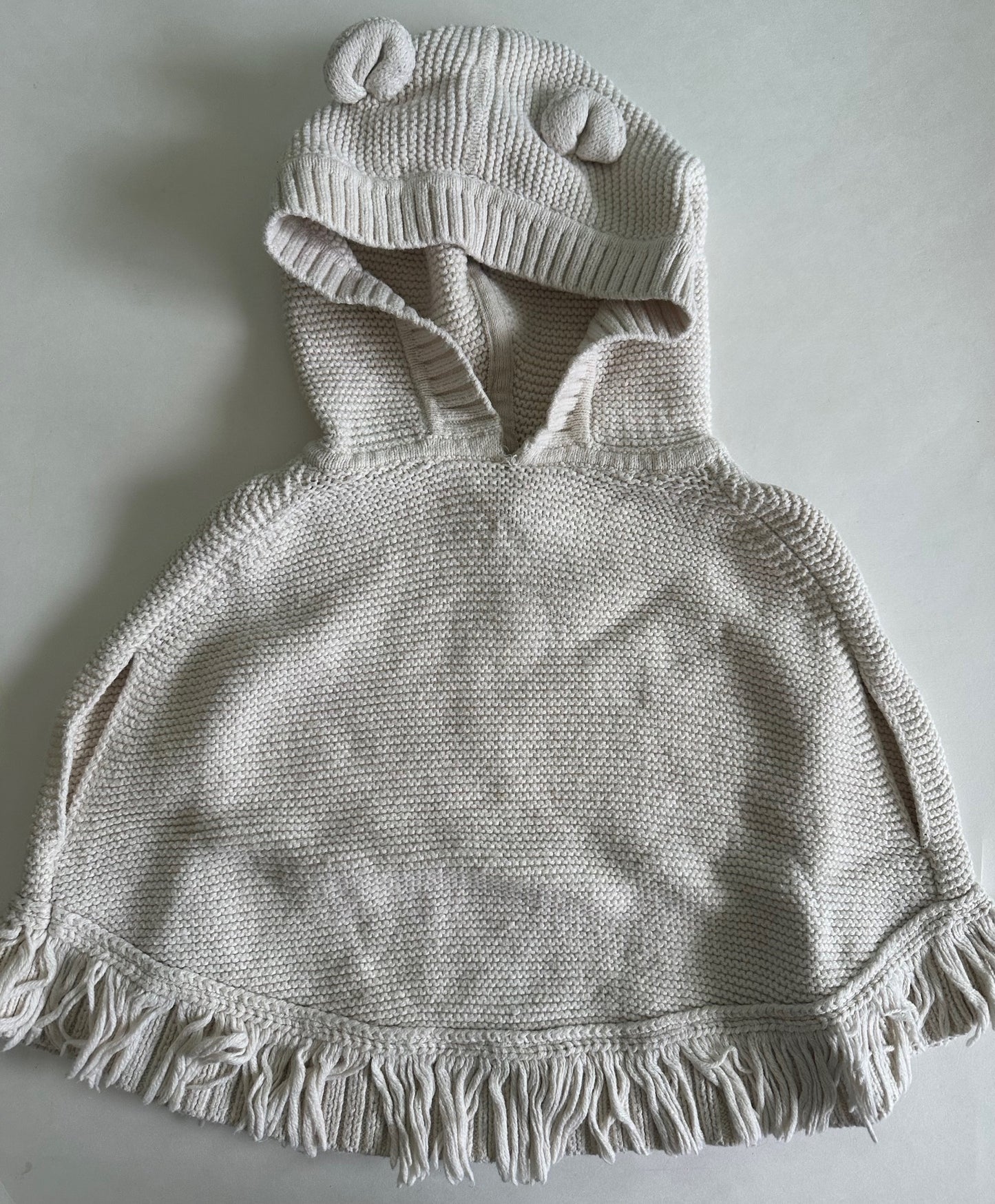 Baby Gap, Ivory Hooded Poncho Sweater - Size 3T