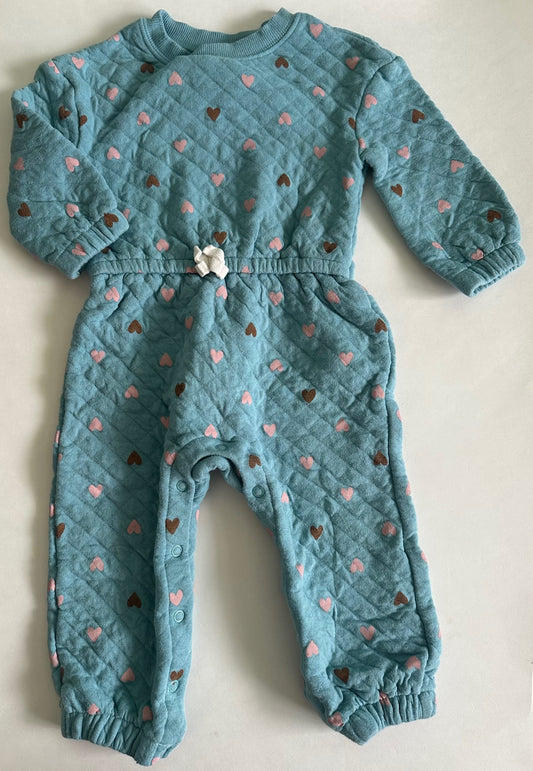 Carter's, Blue Quilted Hearts Romper - 18 Months