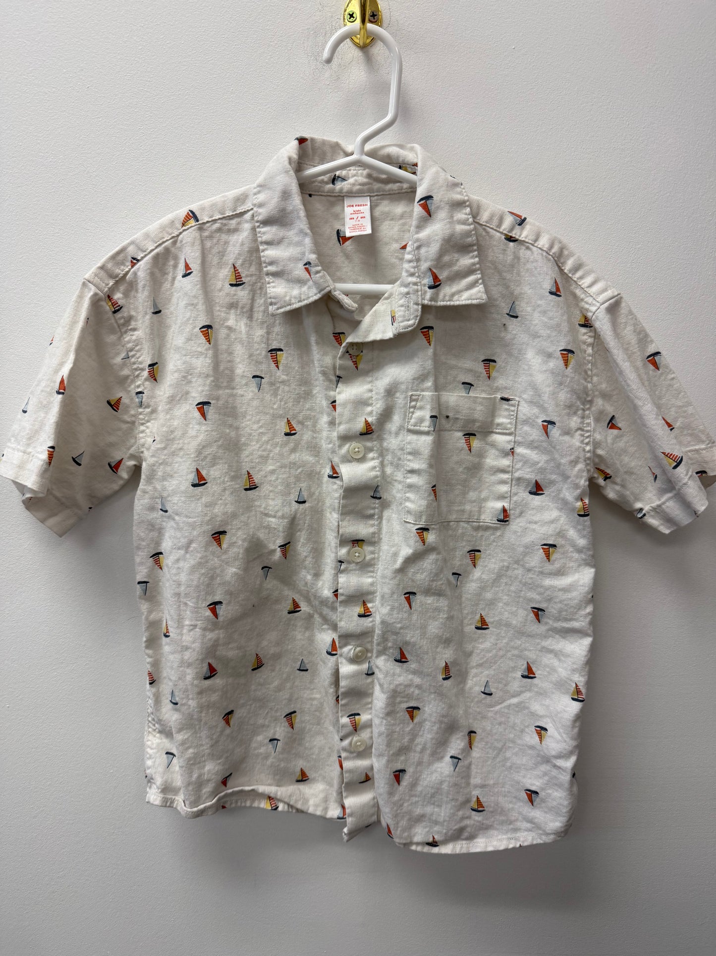 JOE FRESH SAILBOAT BUTTON UP SIZE 7-8
