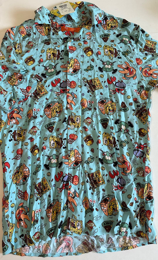 *New* *Adult* Nickelodeon, Sponge Bob Button-Up Shirt - Size Small