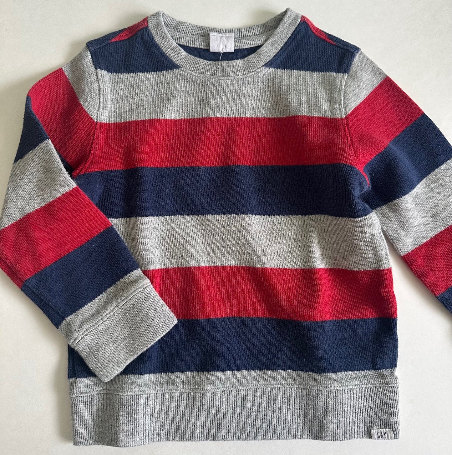 *Play* Baby Gap, Grey, Red, and Navy Blue Striped Sweater - Size 5T