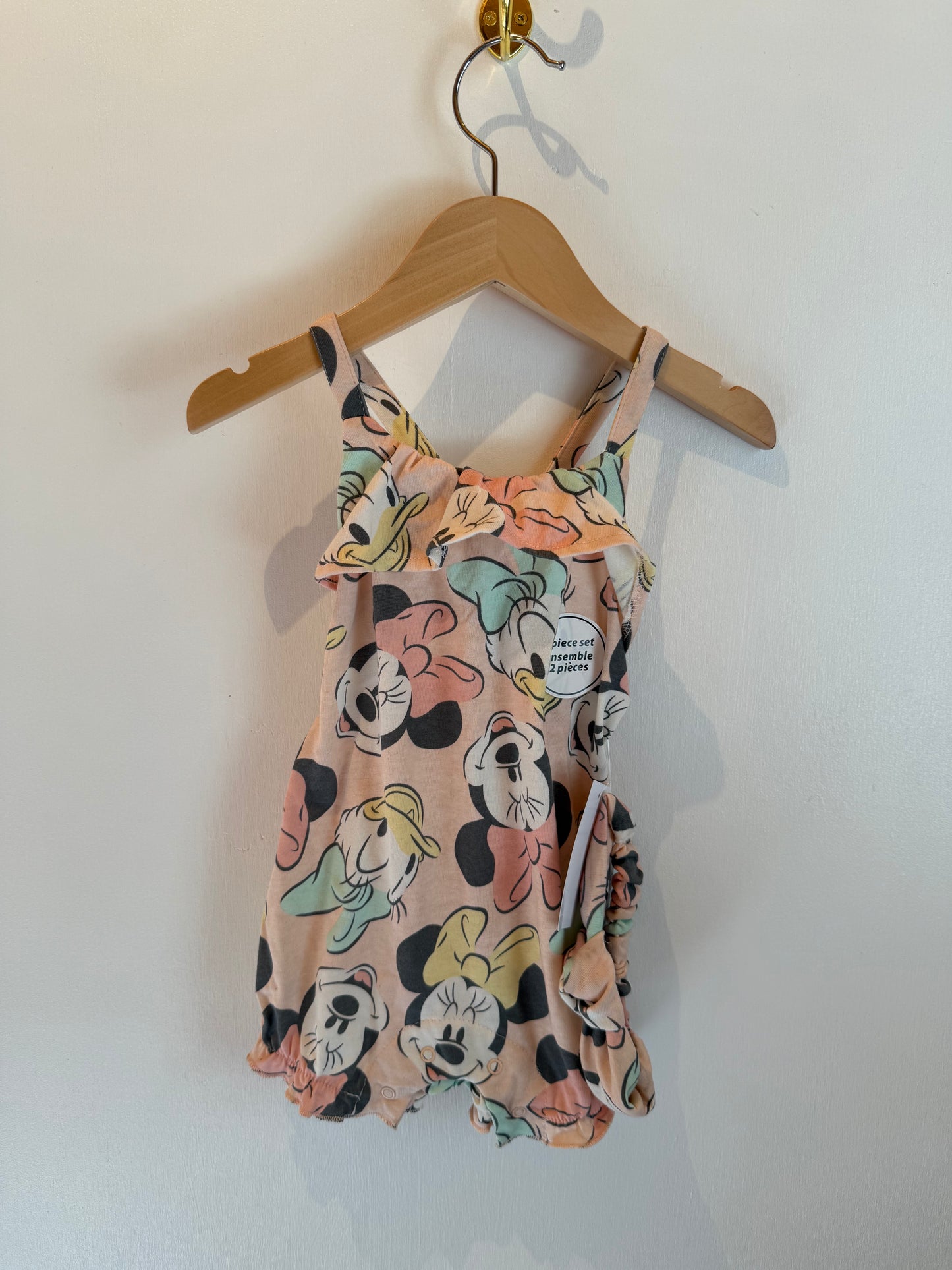NEW WITH TAGS DISNEY BABY ROMPER & BOW 6-12M
