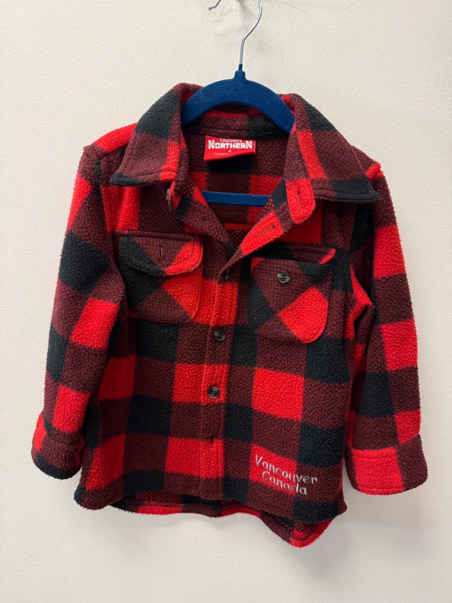 RED FLEECE PLAID COAT SIZE 2T