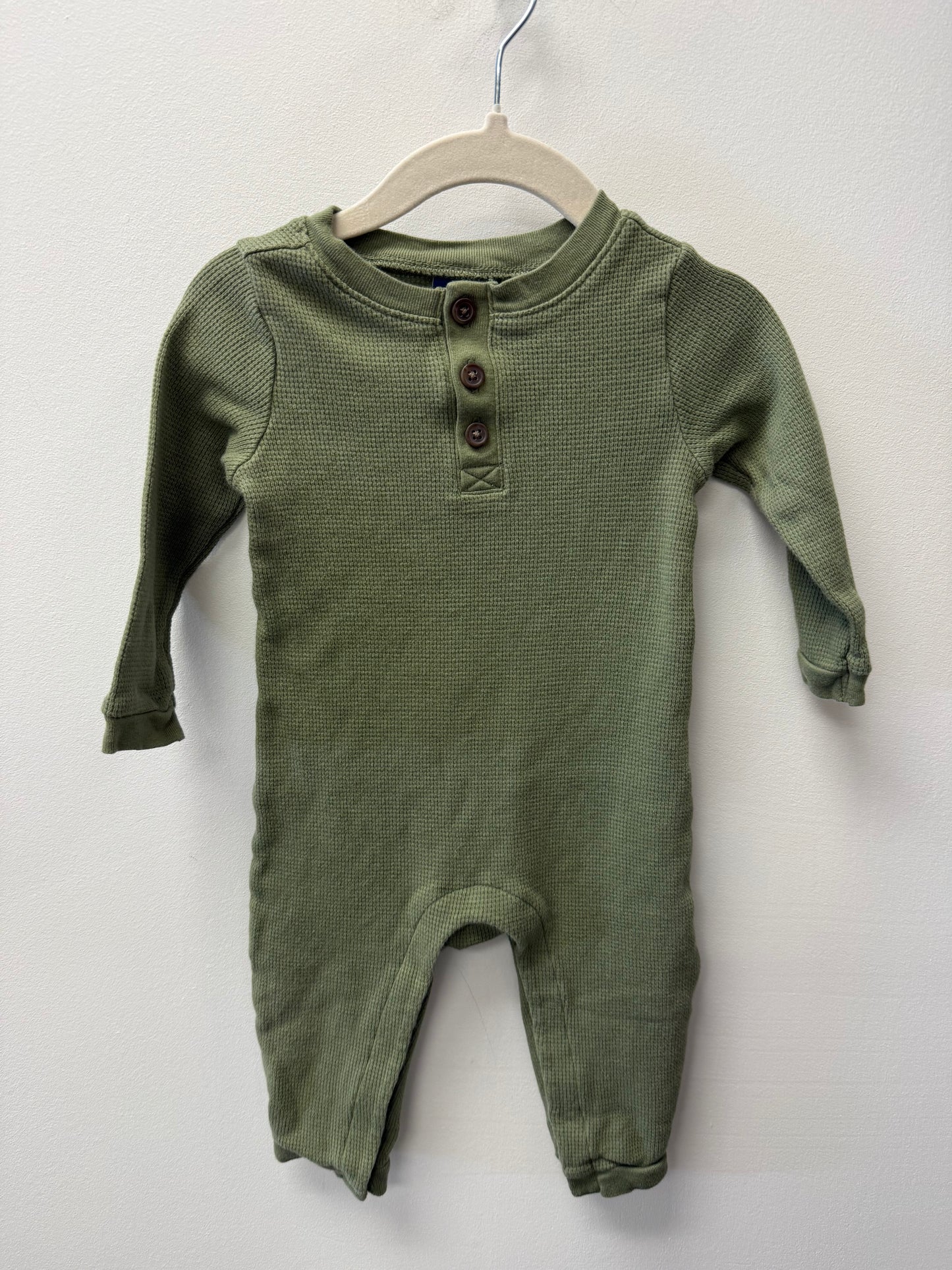 OLD NAVY GREEN WAFFLE KNIT ONE PIECE SIZE 12-18M