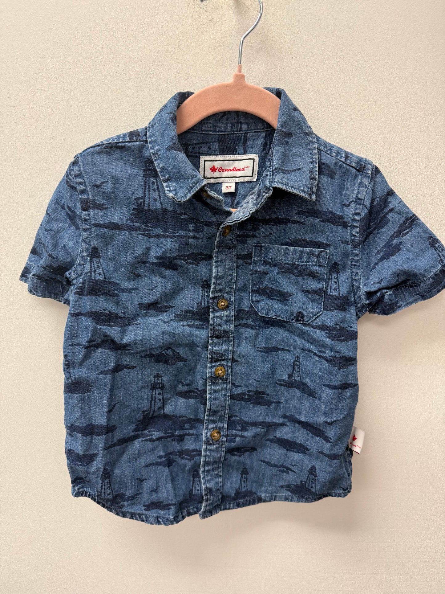 CANADIANA LIGHT HOUSE BUTTON UP SIZE 3T