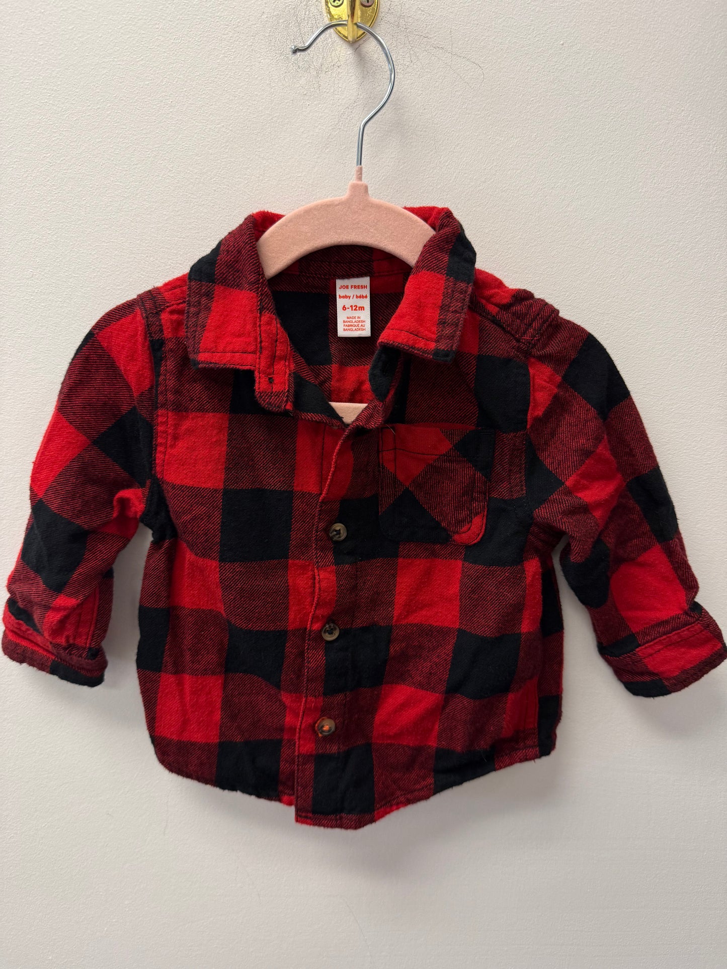 JOE FRESH RED PLAID SIZE 6-12M
