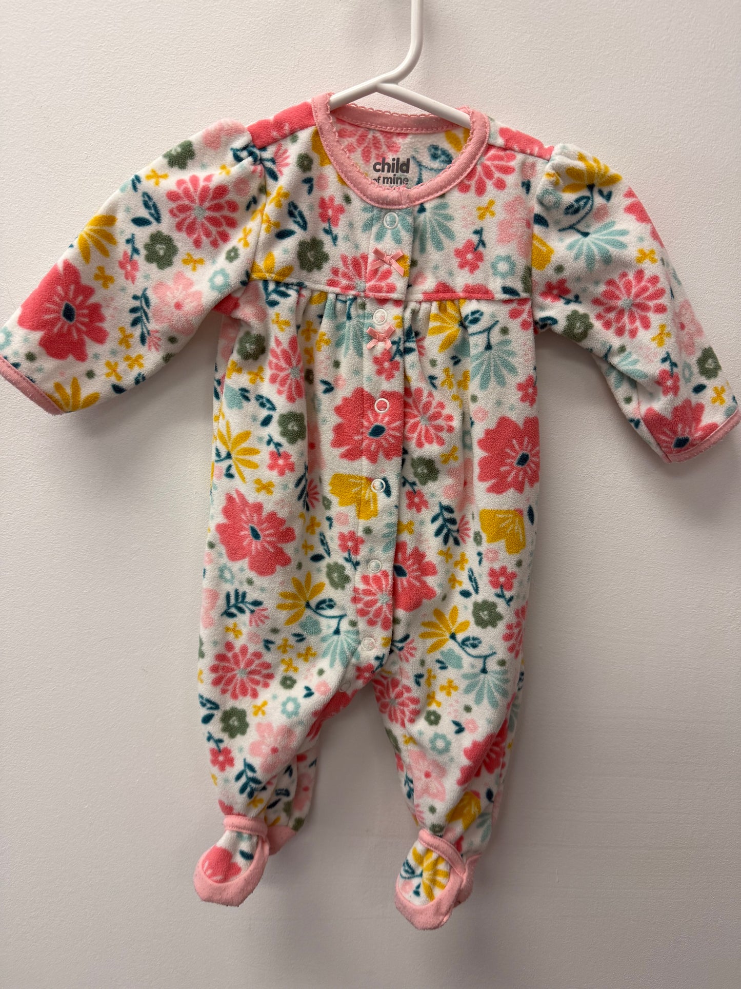 CARTERS FLEECE BRIGHT FLORAL SLEEPER SIZE 0-3M