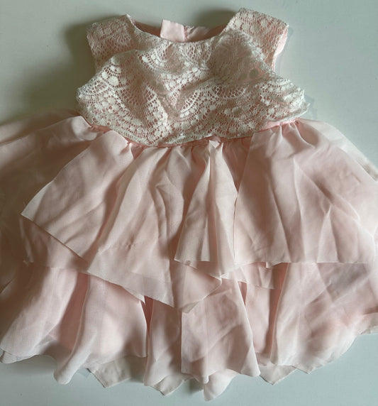 Catherine Malandrino, Pale Pink and White Lacy Dress - 3-6 Months