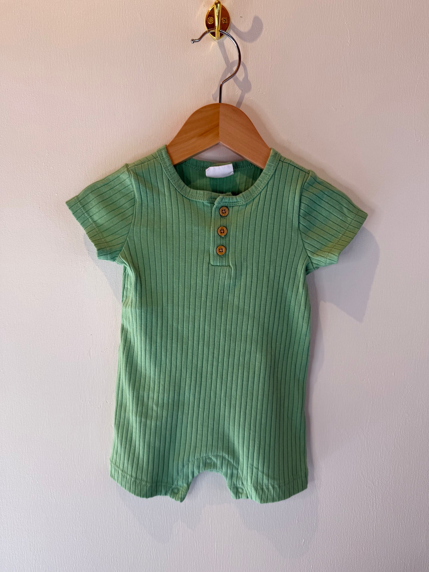 PETITE LEM RIPPED GREEN ROMPER 9M