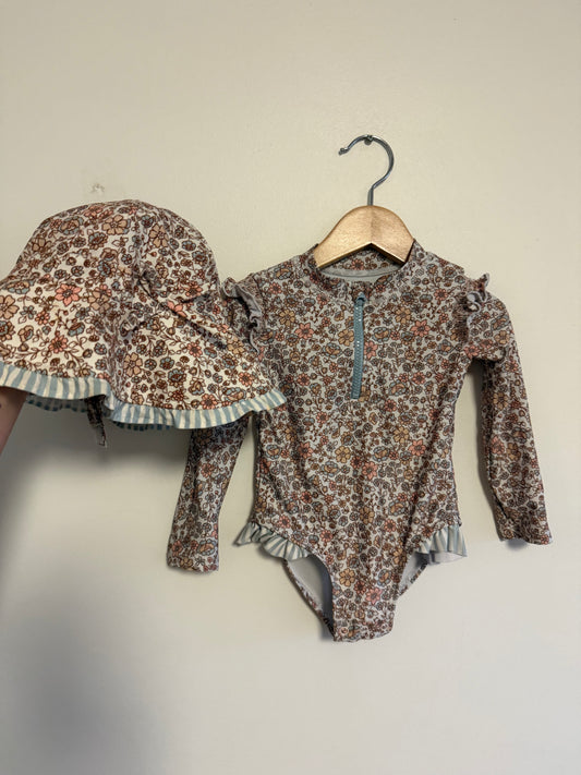 NWOT TOMMY BAHAMMA BATHING SUIT + HAT SIZE 24M