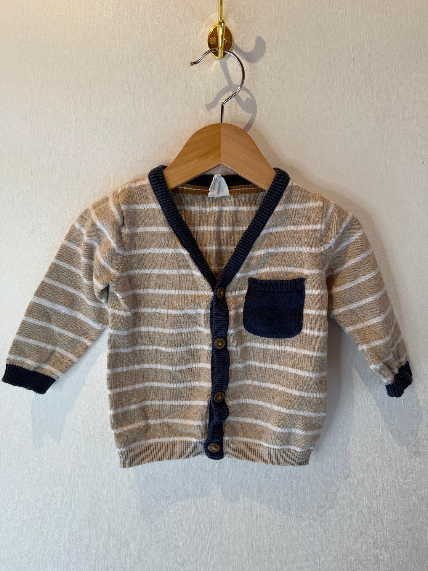 H&M BROWN & BLUE CARDIGAN 6-9M
