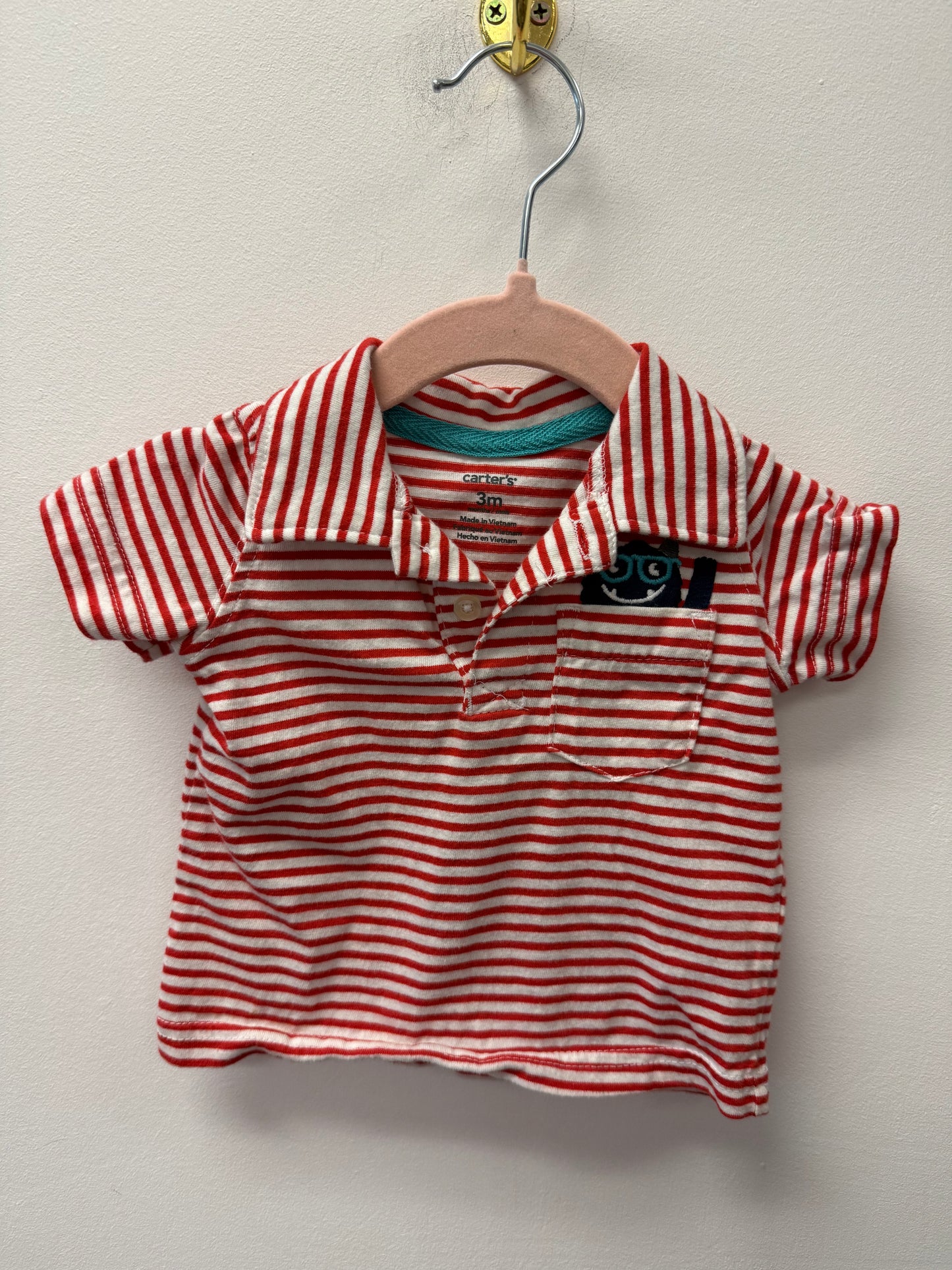 CARTERS STRIPPED MONSTER SHIRT SIZE 3M