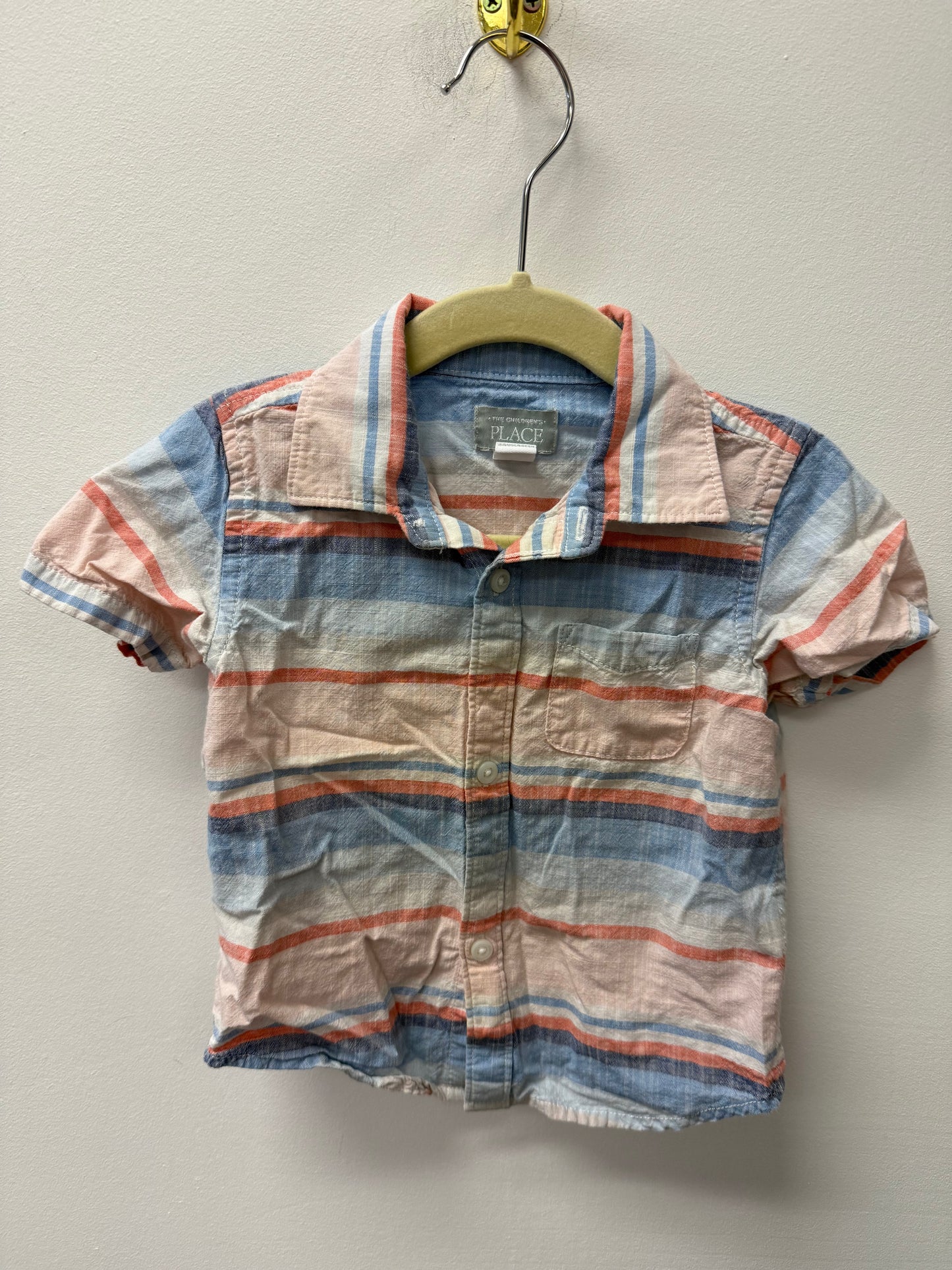 CHILDRENS PLACE BLUE & PINK BUTTON UP SIZE 12-18M