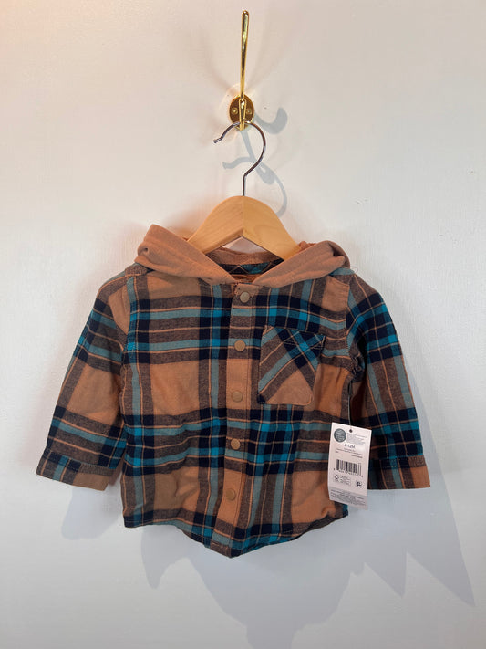 NEW GEORGE HOODED PLAID 6-12M