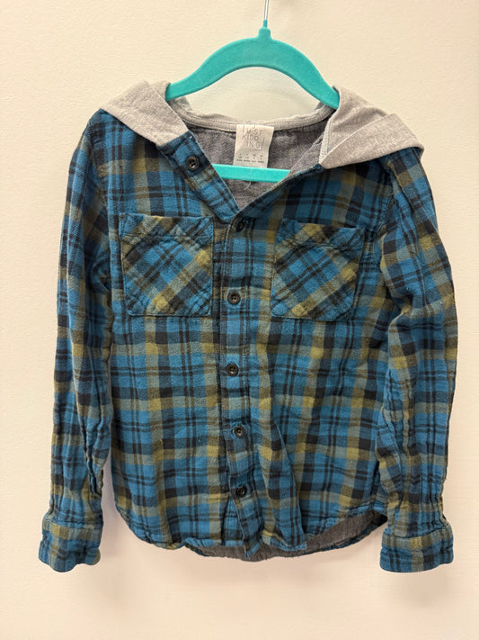 JUST KIDDING HOODED PLAID SIZE 7-8