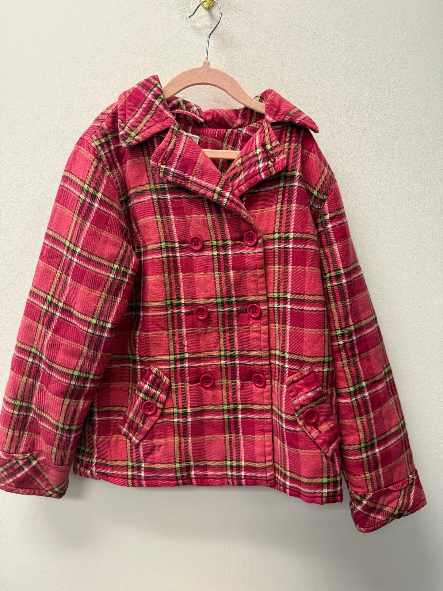 GYMBOREE PINK PLAID COAT SIZE 7-8