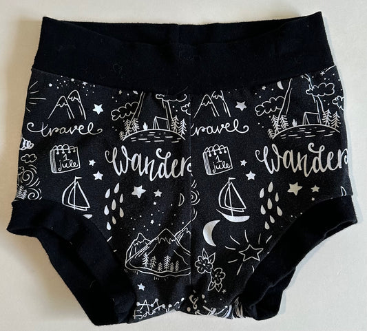 Crepe & Coral, Black and White "Travel Wander" Shorties - 6-9 Months