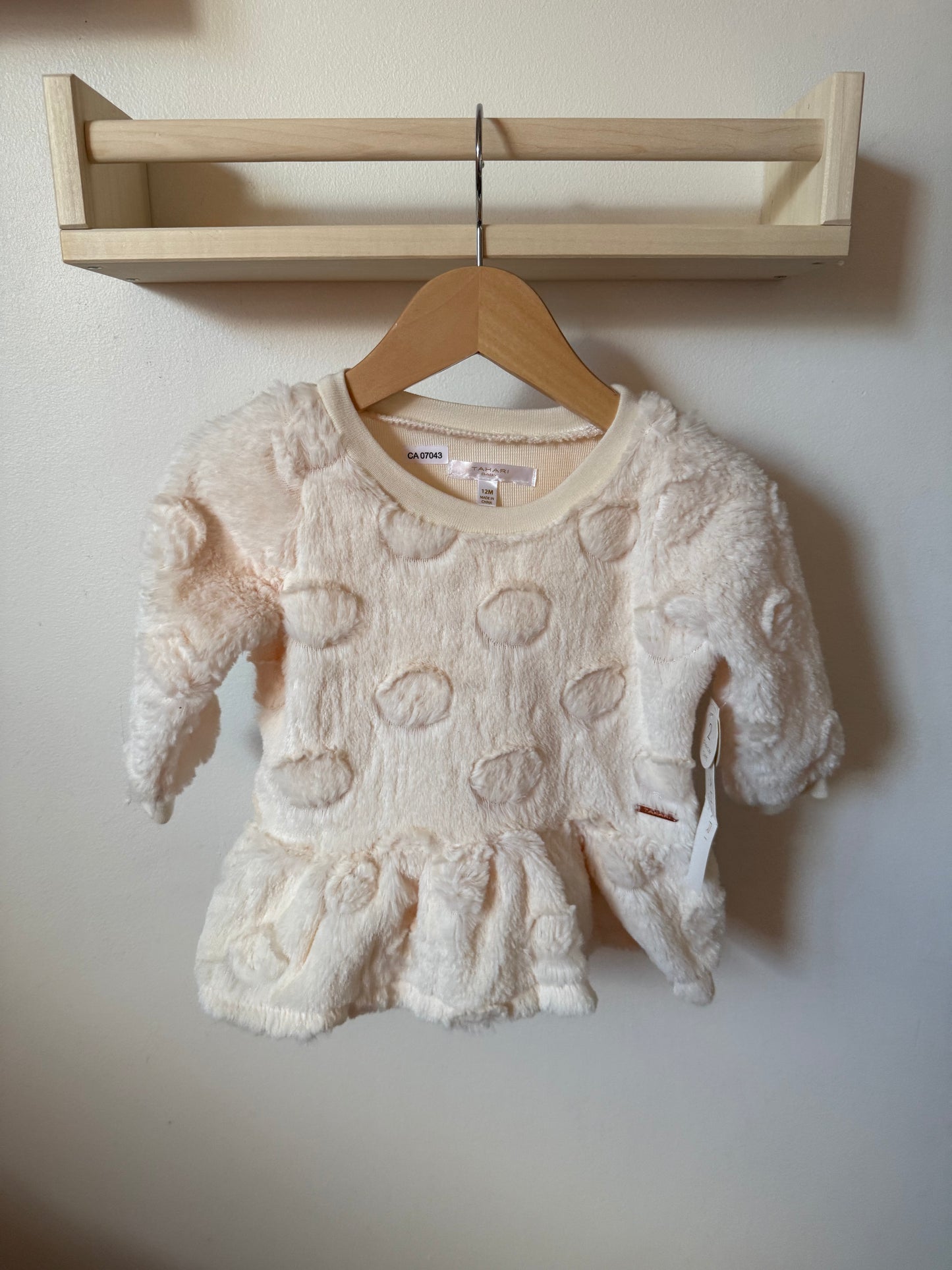 TAHARI BABY NEW FAUX FUR SHIRT 12M