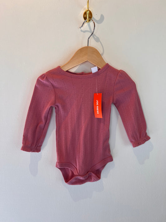 JOE FRESH NEW PINK CUFFED ONESIE 3-6M