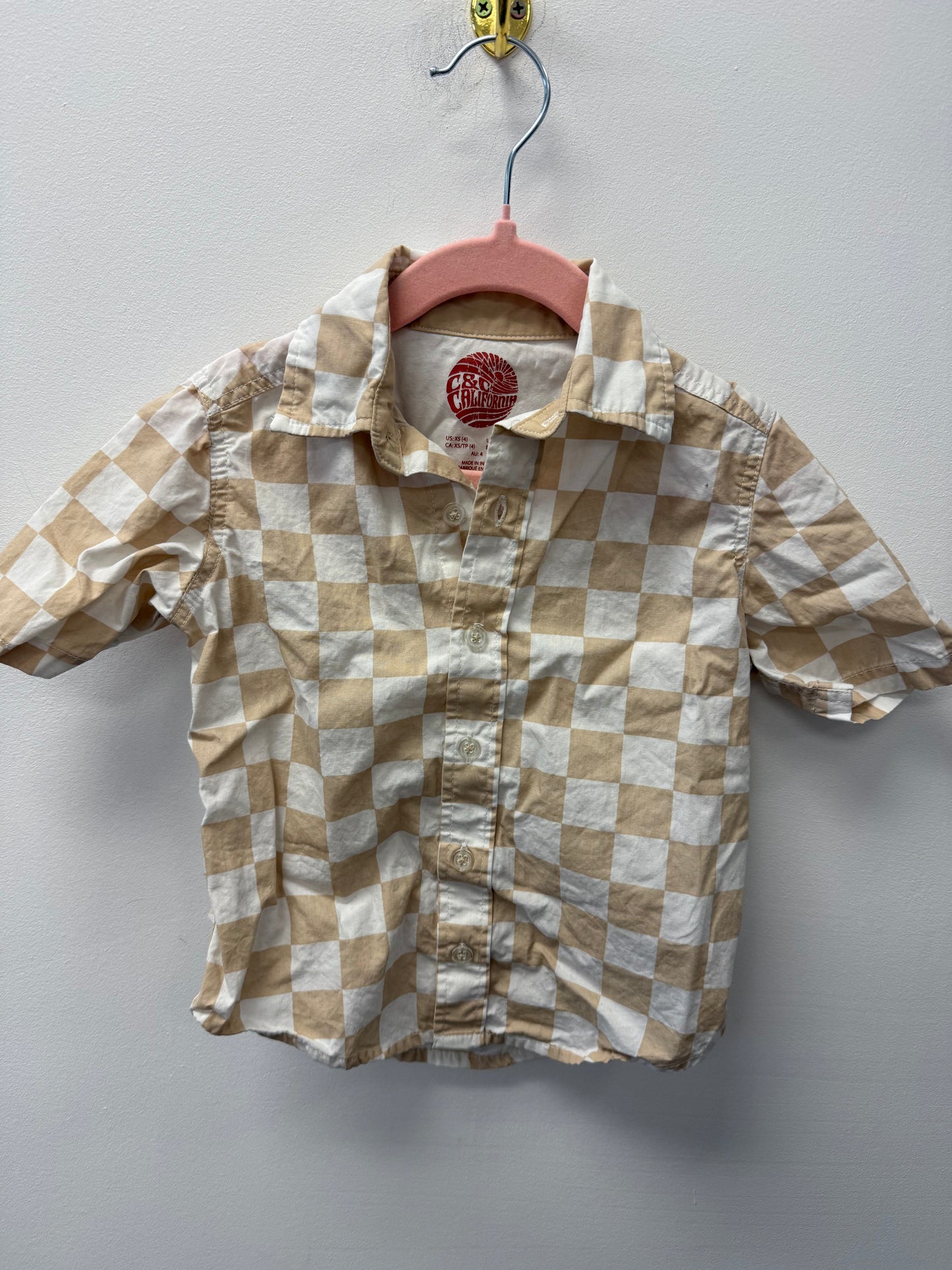 C&C CALIFORNIA CHECKERED BUTTON UP SIZE 4T