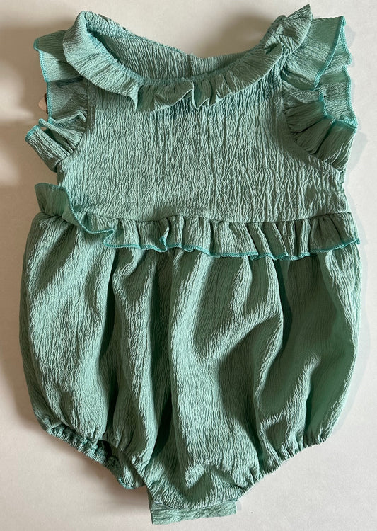 Yi Pei Ban, Teal Ruffly Outfit - 9-12 Months