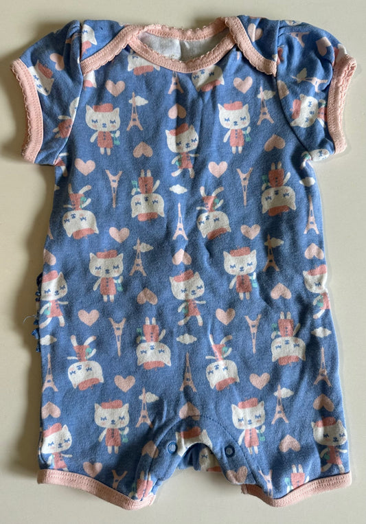 Old Navy, Blue Shorts Romper with Ruffly Bum - 3-6 Months