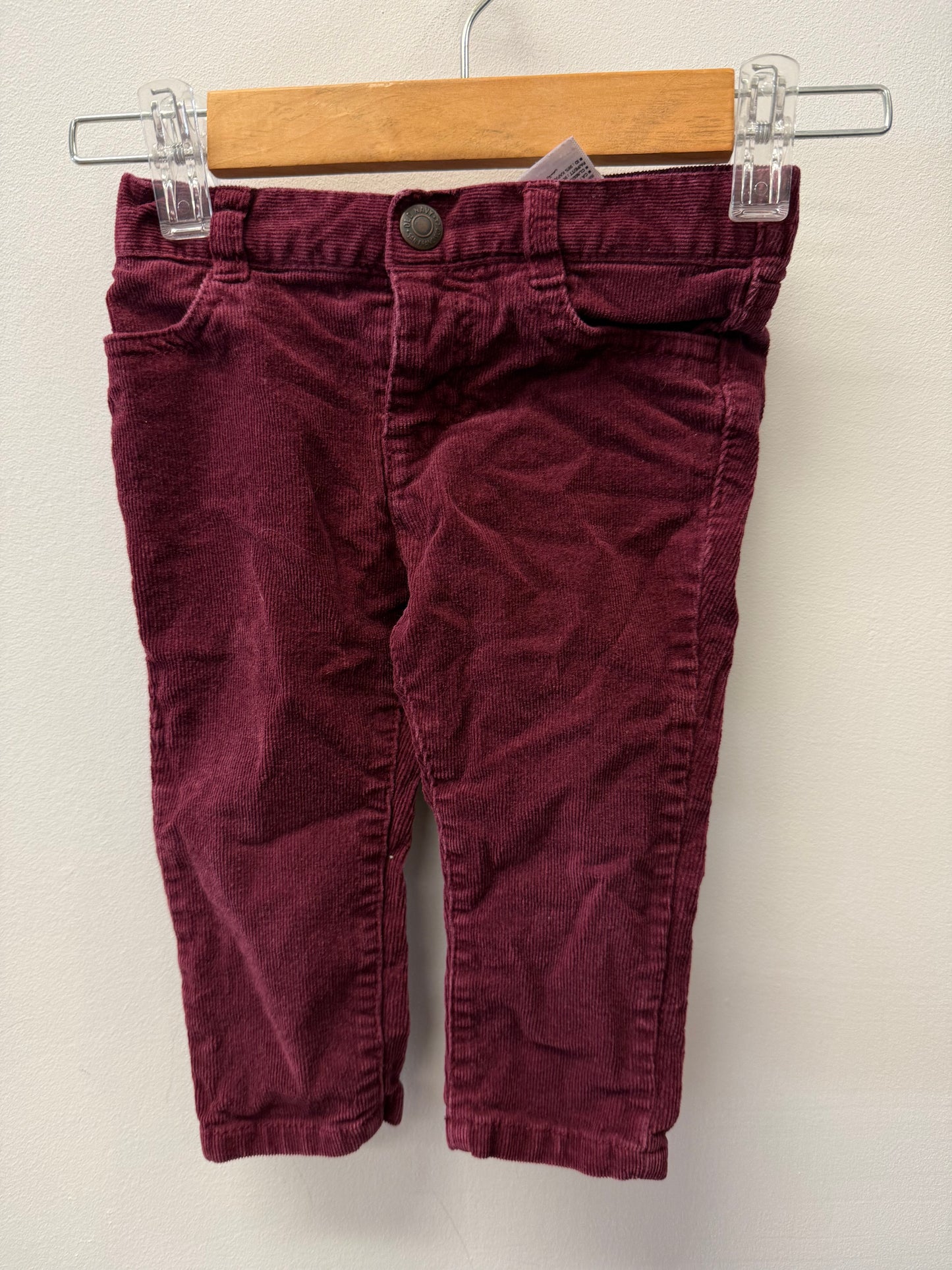 OLD NAVY BURGUNDY CORDAROY JEANS SIZE 12-18M