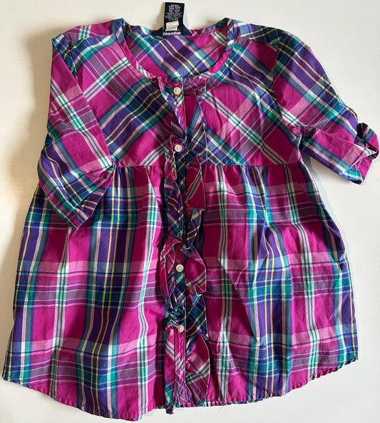 Chaps, Pink Plaid Button-Up Top - Size 6