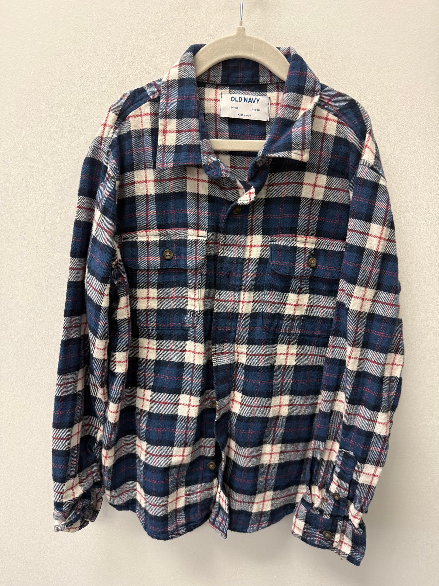 OLD NAVY BLUE & BURDUNY FLANNEL SIZE 10-12