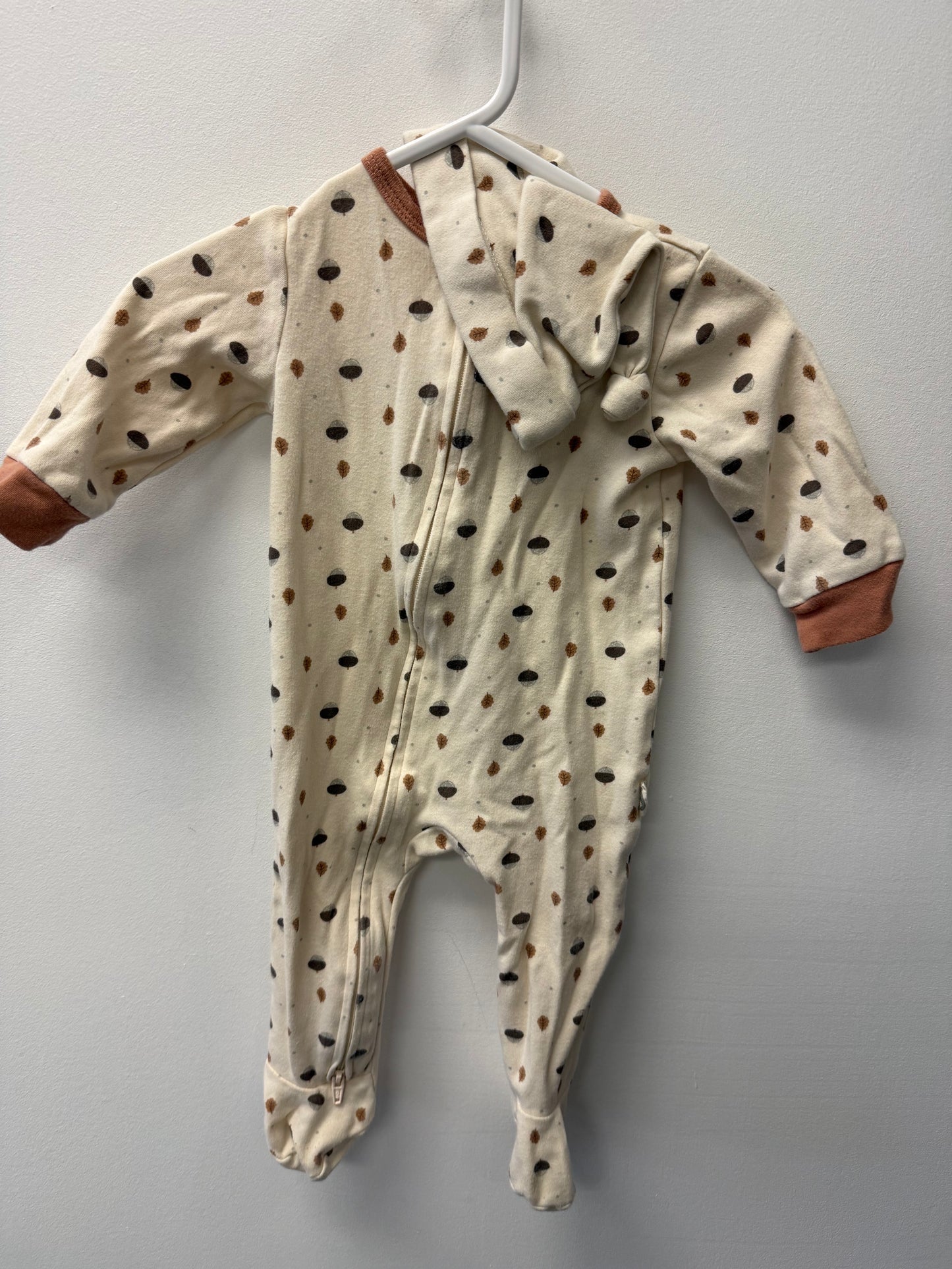 RABBIT + BEAR ACORN SLEEPER & TOQUE SIZE 6-9M