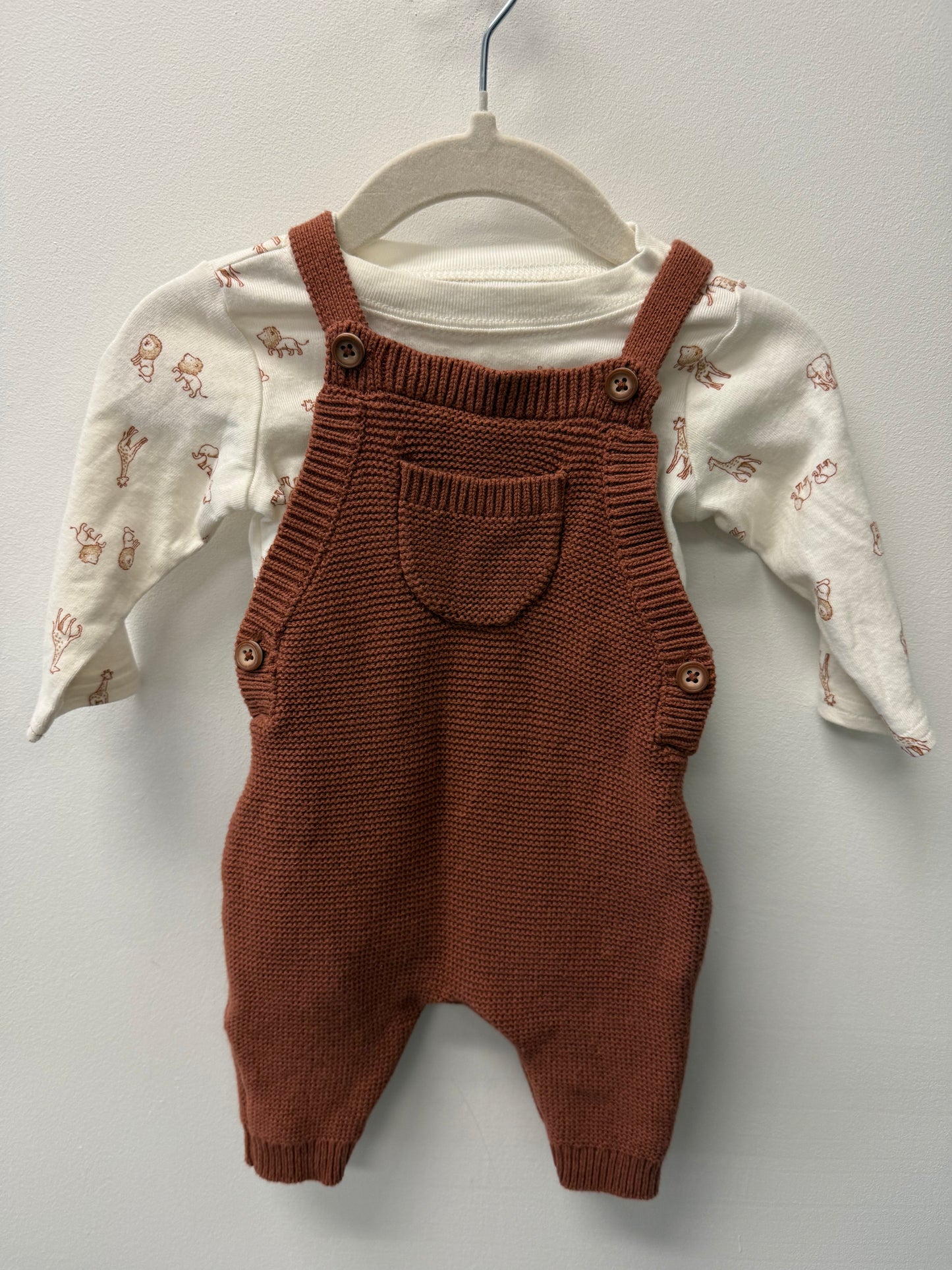 CARTERS SAFARI KNIT OVERALL SET SIZE 3M