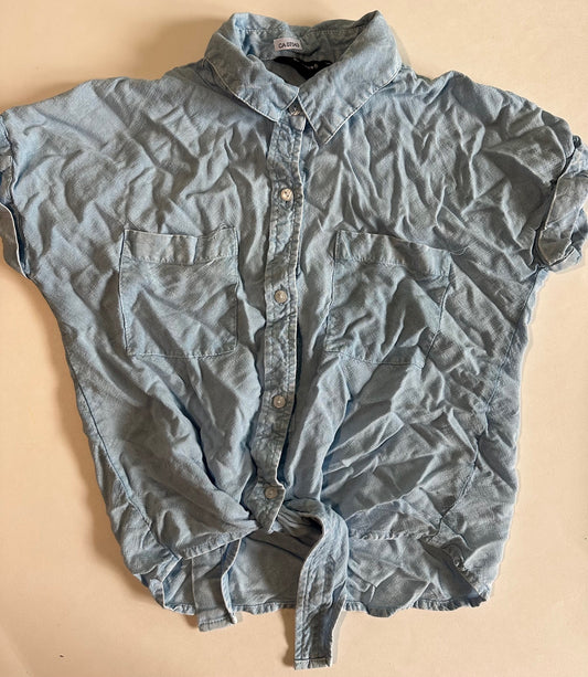 *Adult* Sim & Sam, Denim Button-Up Shirt with Twist Bottom - Size Small