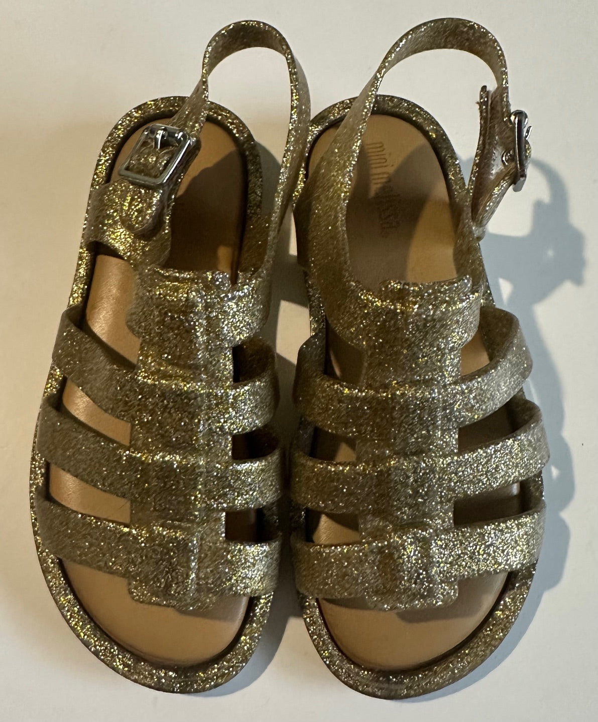 Mini Melissa, Sparkly Gold Sandals - Size 10T