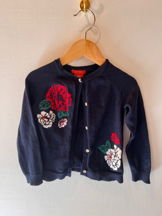 JOE FRESH BLUE ROSE CARDIGAN SIZE 3
