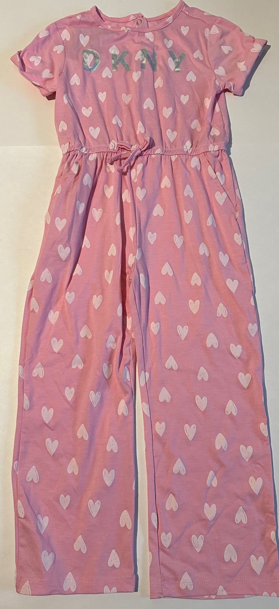 DKNY, Pink Hearts Romper - Size 6