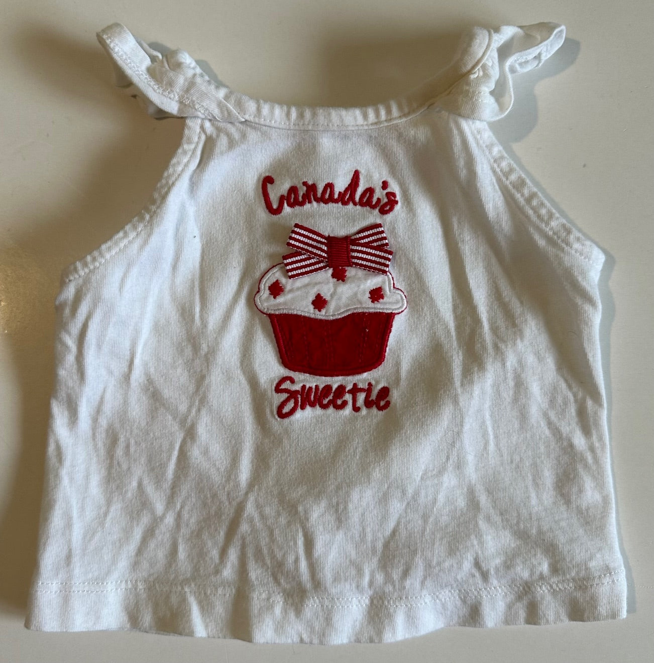 Gymboree, White and Red "Canada's Sweetie" Tank Top - 3-6 Months
