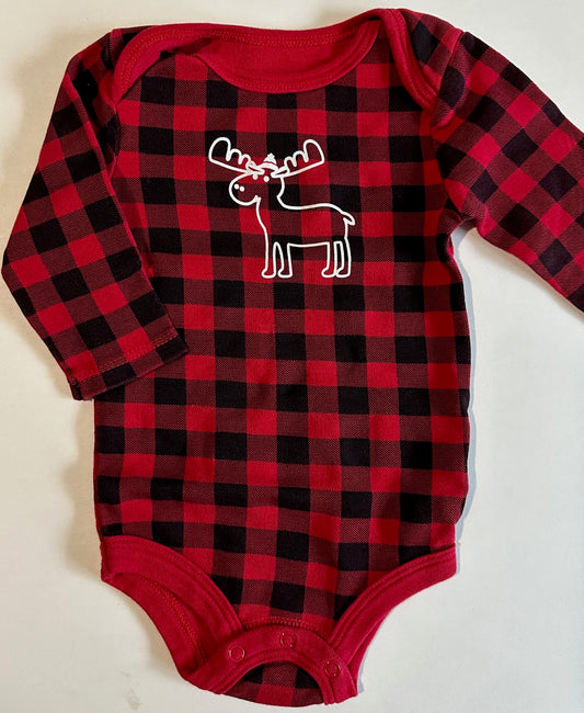 Canadiana, Black and Red Moose Onesie - 0-3 Months