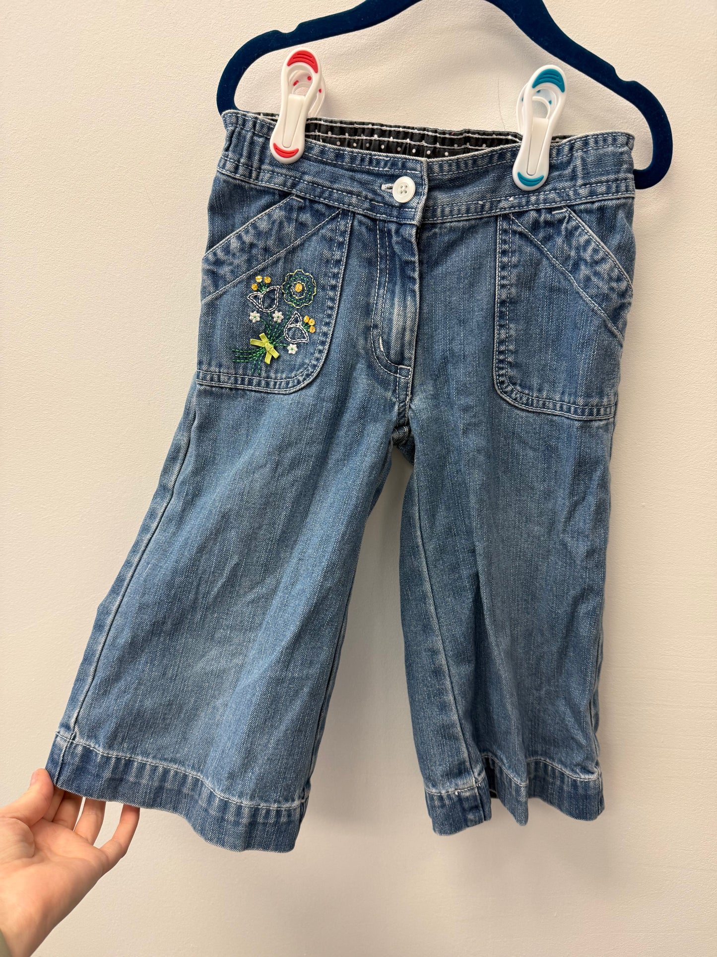 GYMBOREE FLORAL WIDE LEG JEANS SIZE 5