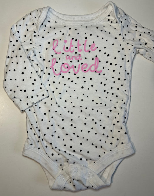George, White and Black "Little and Loved" Onesie - 3-6 Months