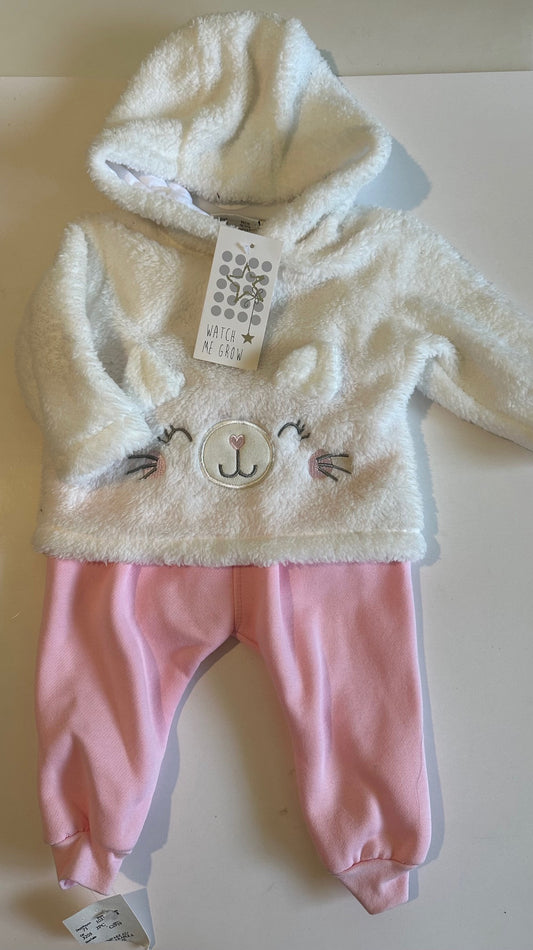 *New* Watch Me Grow, Cozy White Hoodie and Pink Pants Set - 6-9 Months