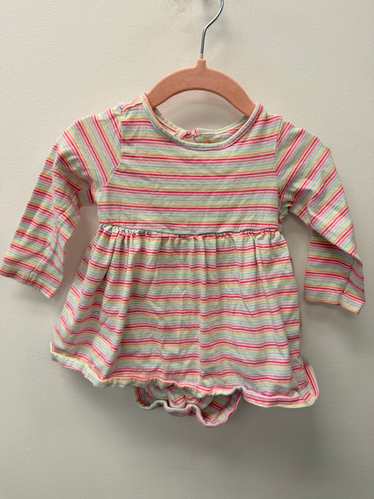 BUNDLES BABY PLACE STRIPPED ONESIE DRESS SIZE 6-9M