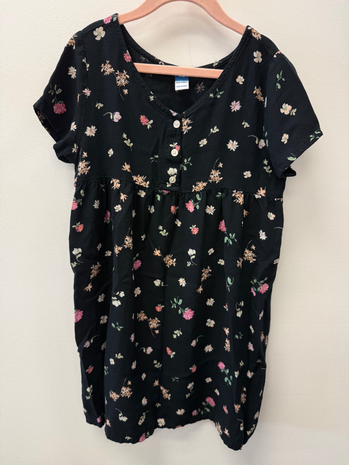 OLD NAVY BLACK FLORAL DRESS SIZE 8