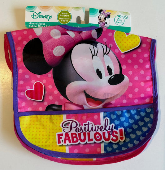 *New* Disney, Set of 2 Minnie Mouse Bibs with Catcher Pocket